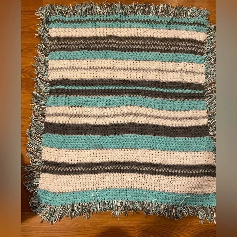 Hand Crafted Crochet Baby Blanket 45” x 45” (GE)